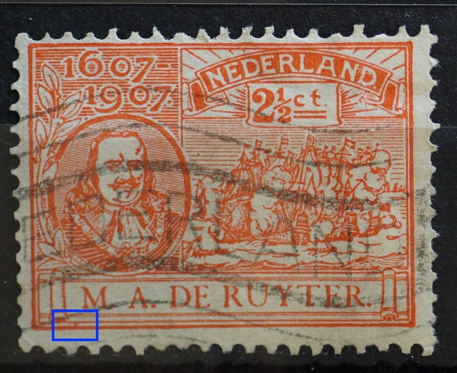 NVPH 89 - streepje tussen kaderlijnen onder, links