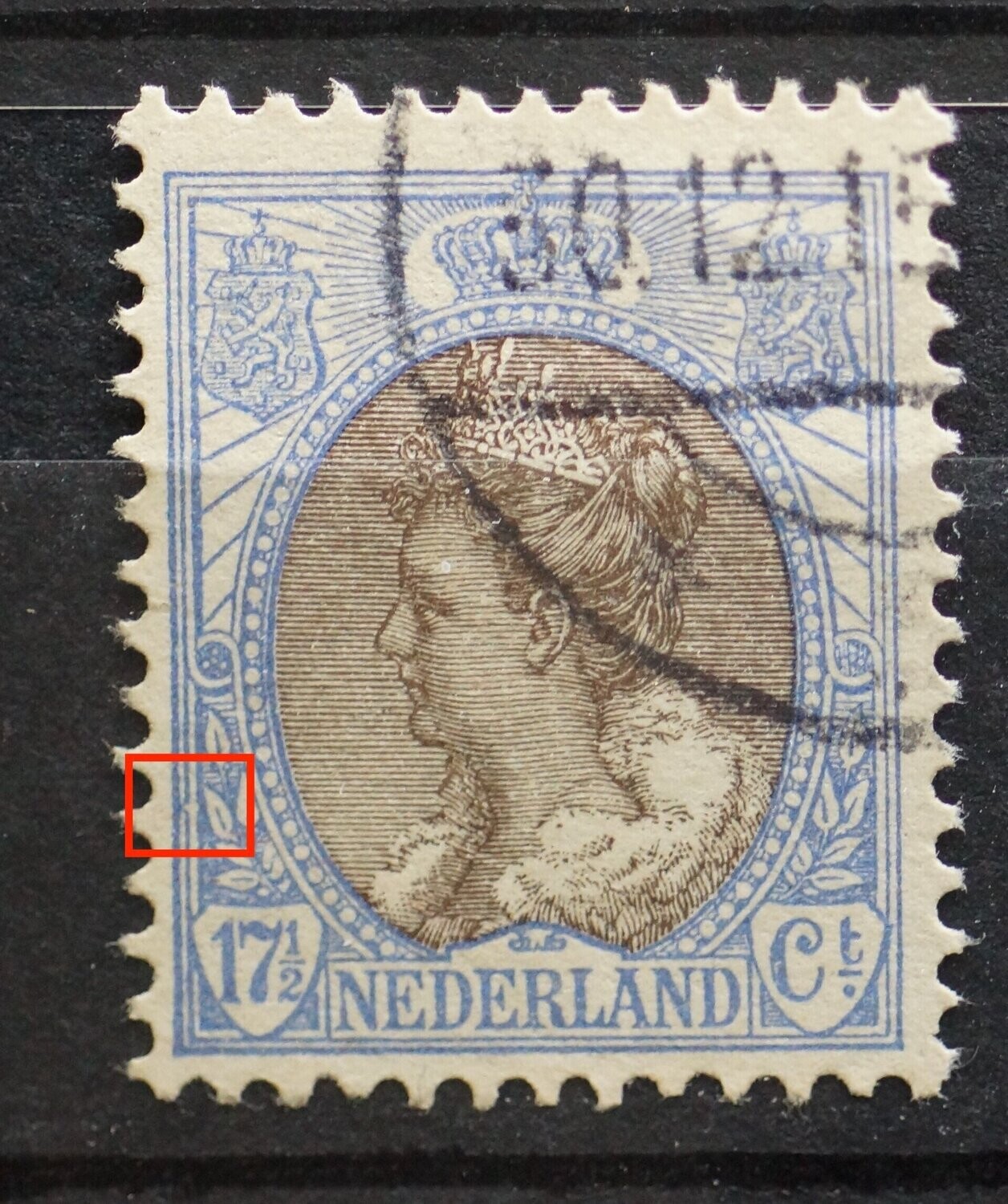 NVPH 67 - breuk in kaderlijn links NVPH 67 - breuk in kaderlijn links