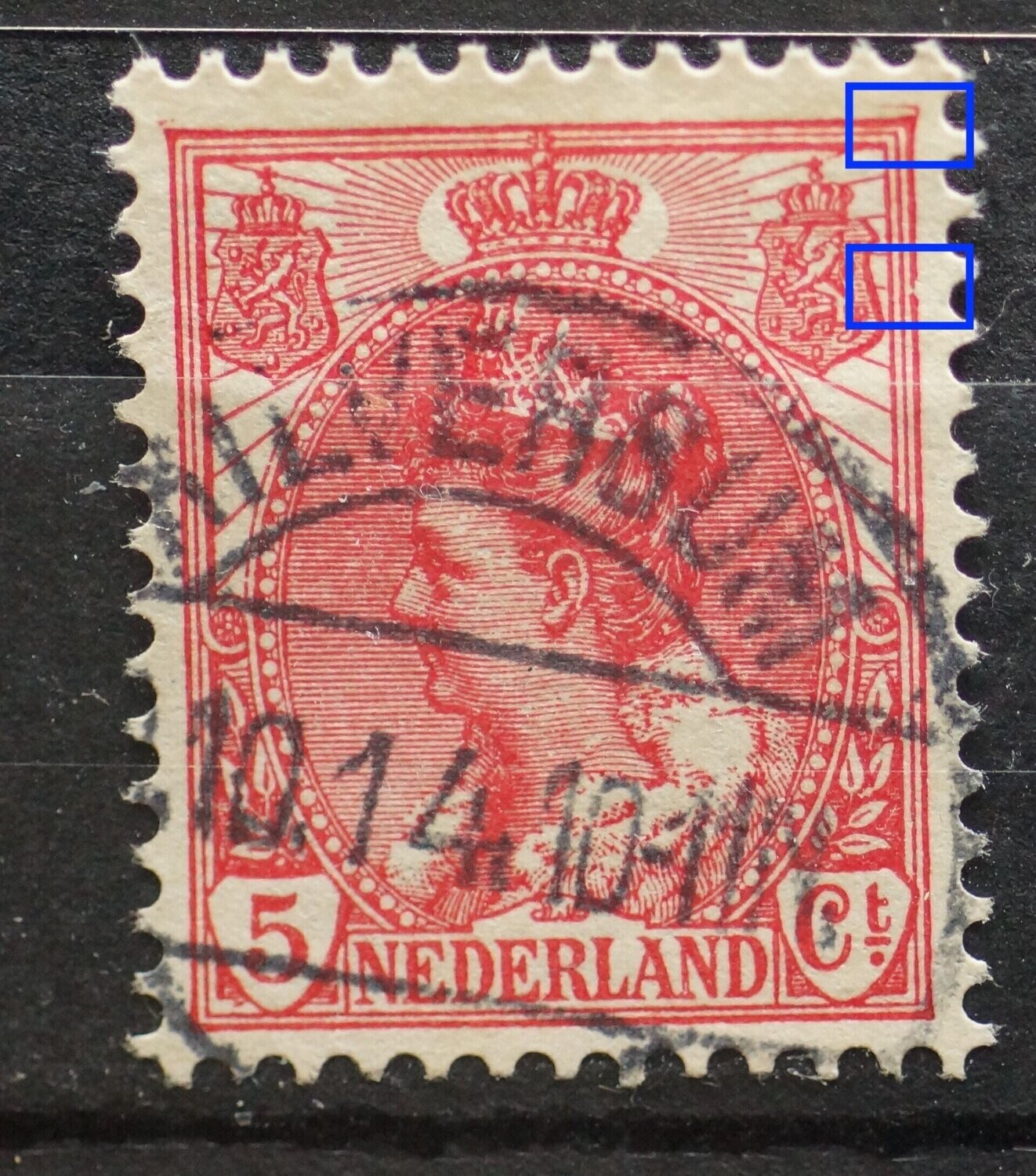 NVPH 60 - o.a. deuk in kaderlijnen rechts