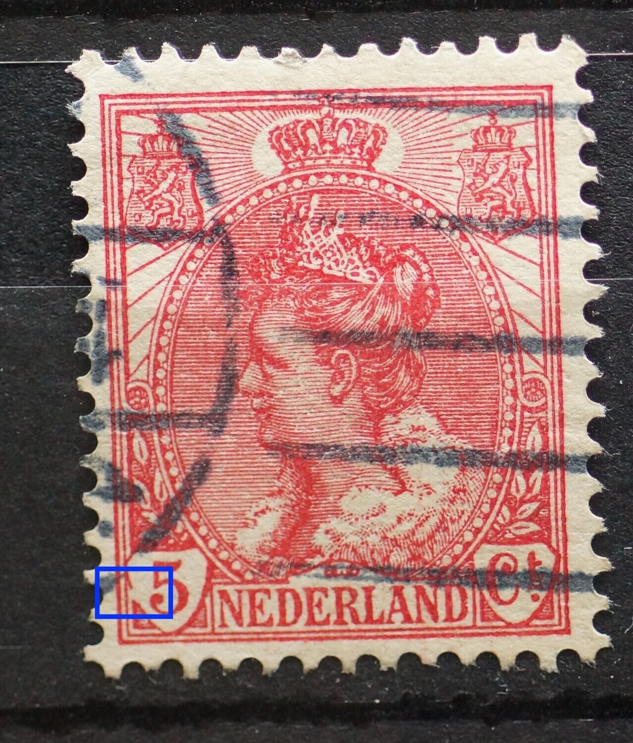 NVPH 60 - breuk in rand waardeschild 5 NVPH 60 - breuk in rand waardeschild 5