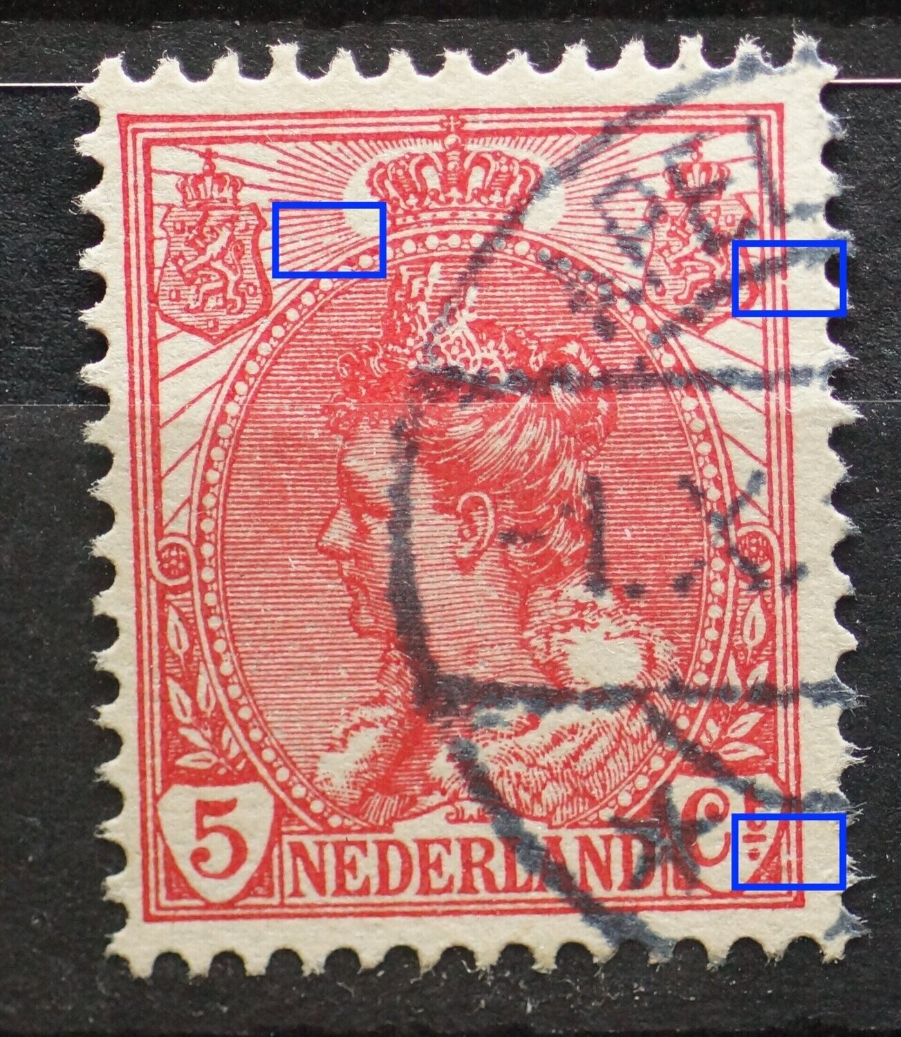 NVPH 60 - o.a. breuken in kaderlijnen rechts