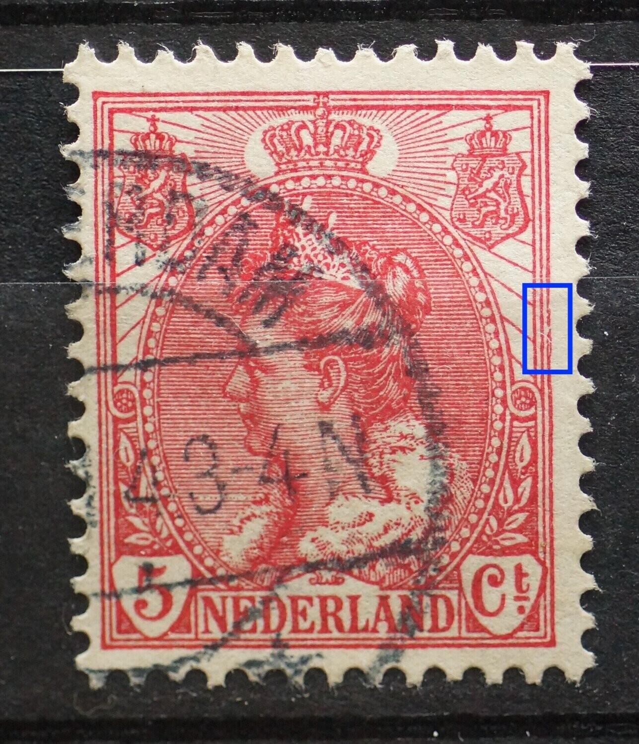 NVPH 60 - beschadigde kaderlijn rechts, midden NVPH 60 - beschadigde kaderlijn rechts, midden