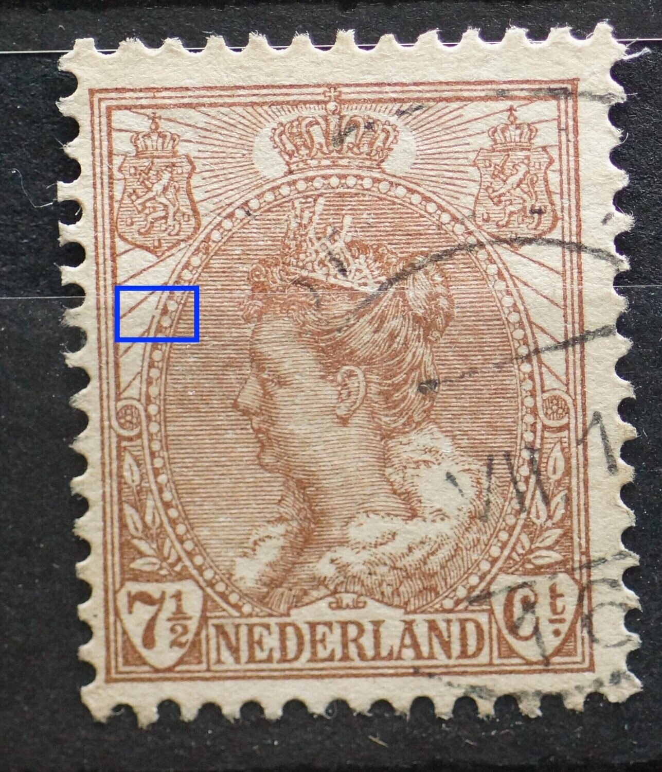 NVPH 61 - breukje in rand medaillon links NVPH 61 - breukje in rand medaillon links