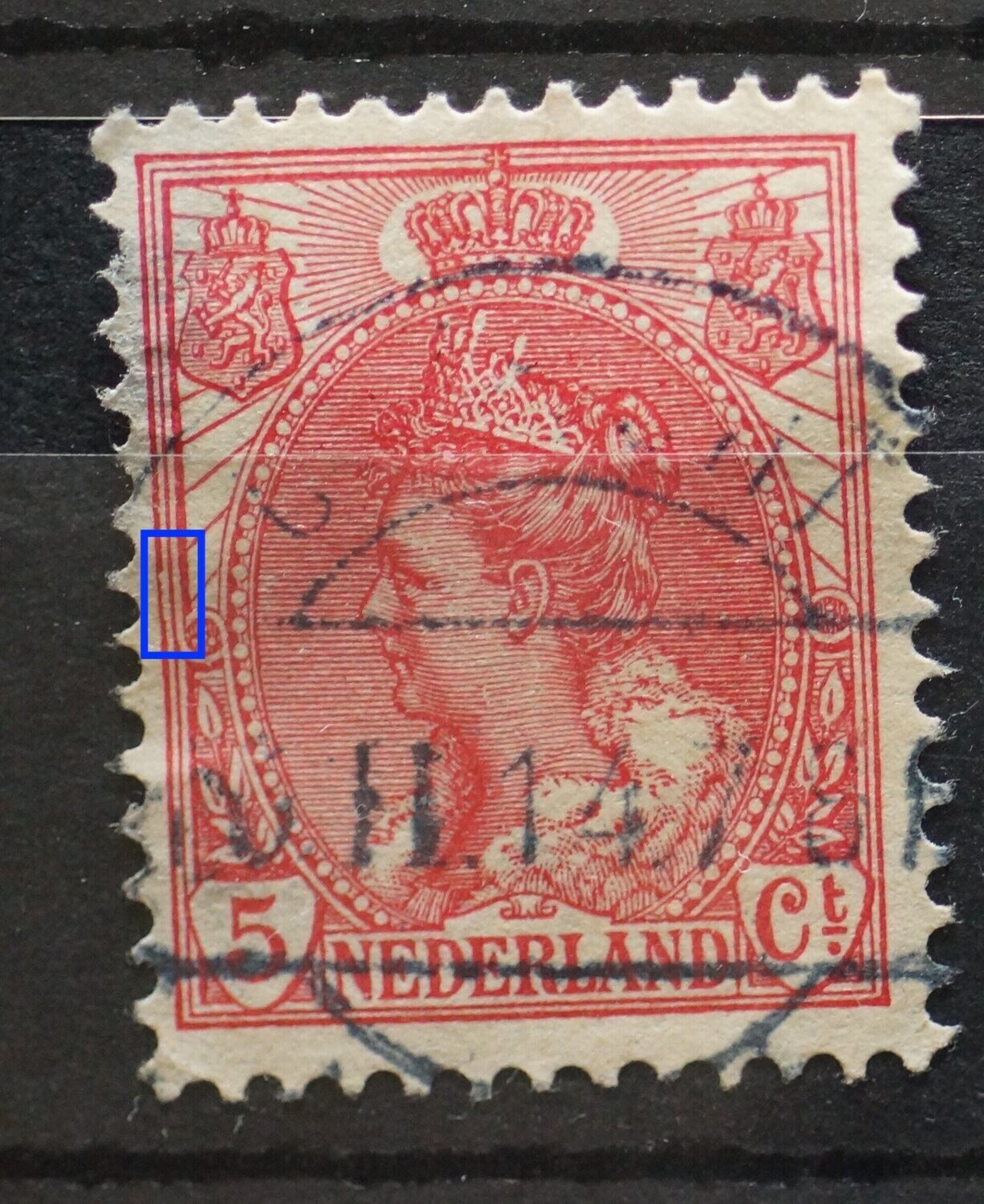 NVPH 60 - dunne kaderlijn naast linker rozet NVPH 60 - dunne kaderlijn naast linker rozet