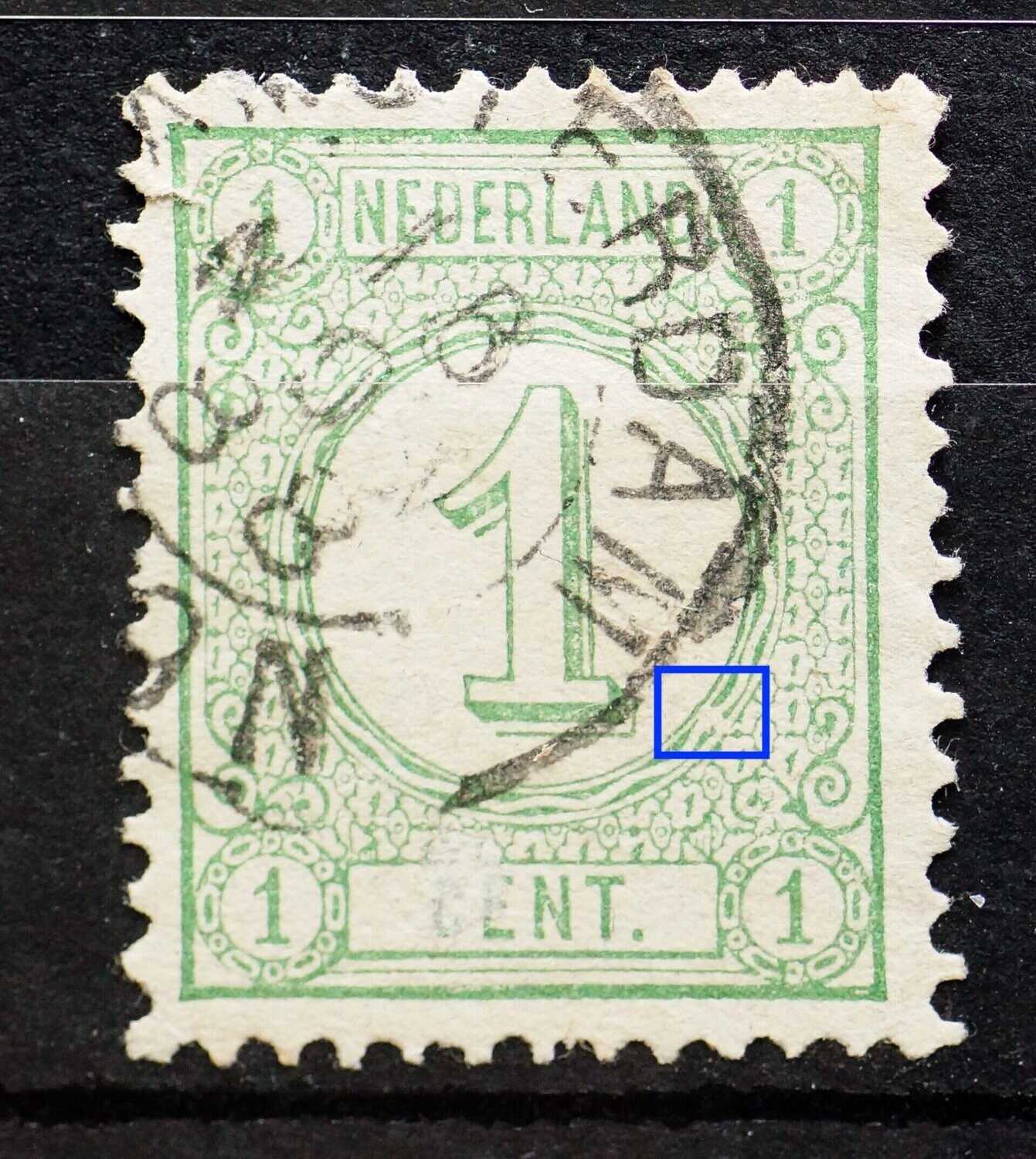 NVPH 31 - witte vlek in rand medaillon rechts