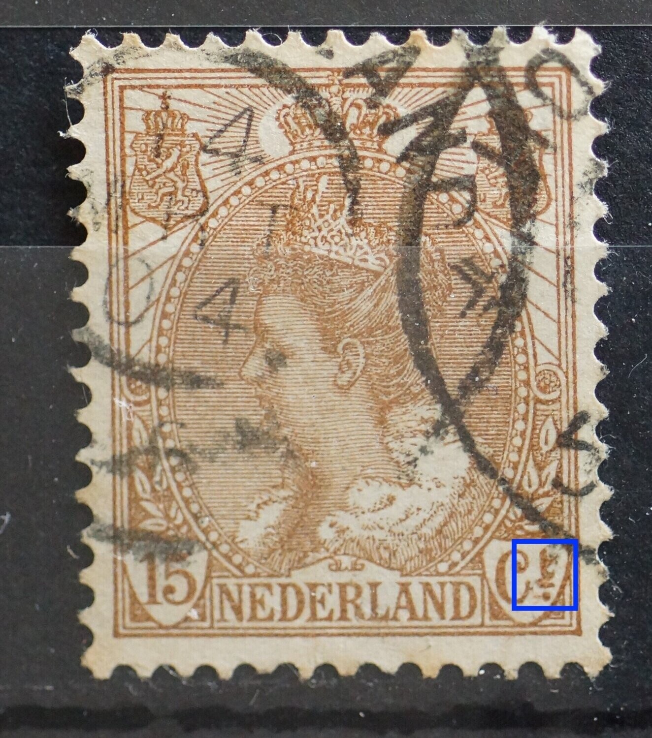 NVPH 64 - o.a. bruine vlekken rondom de t van Ct.