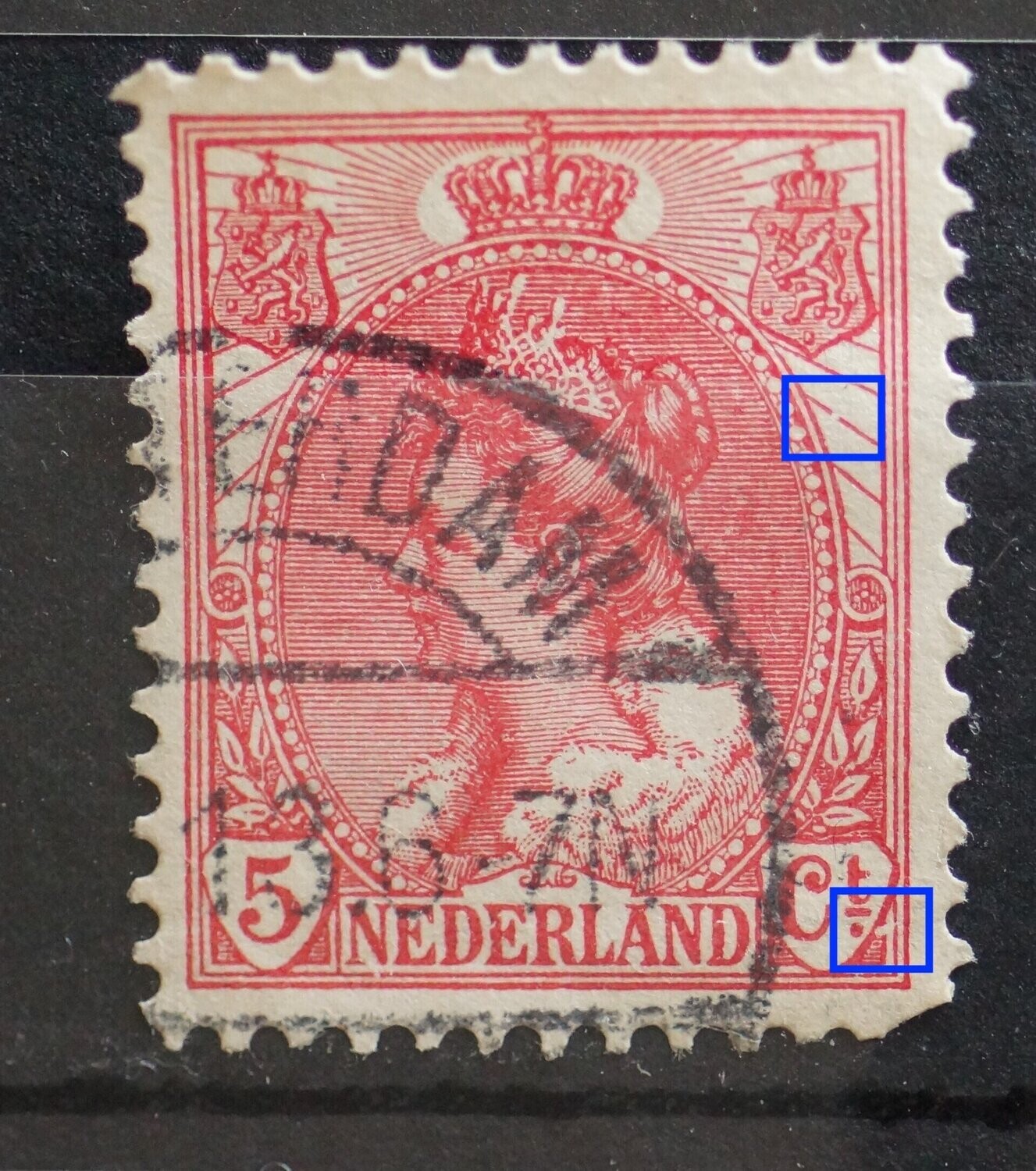 NVPH 60 - o.a. witte vlek rechts van Ct.