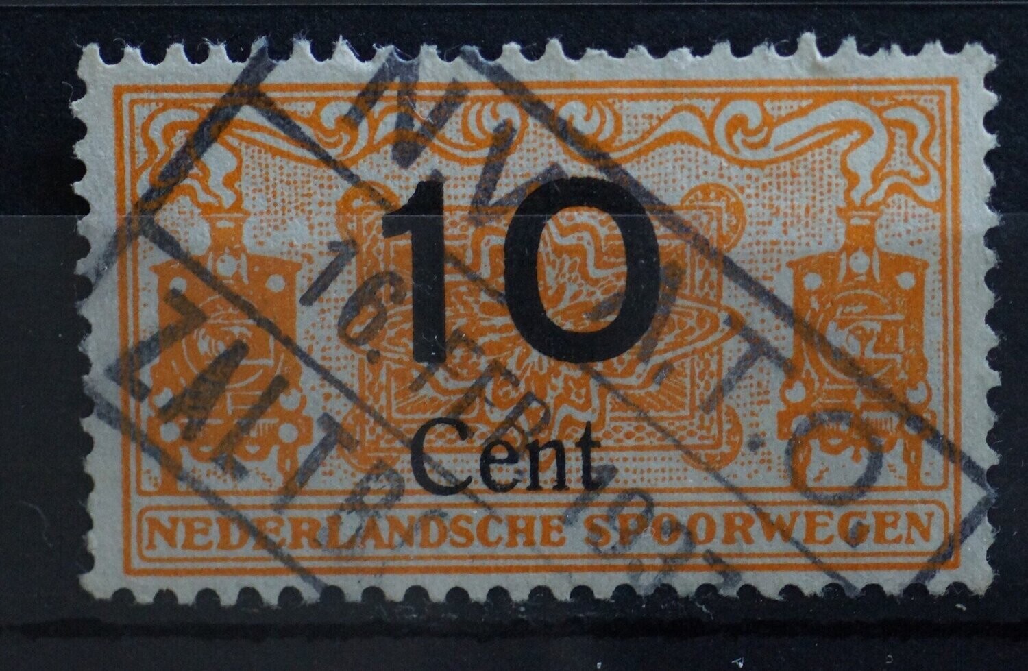 Spoorwegzegel 10 cent met stempel NV A.T.O. Zaltbommel