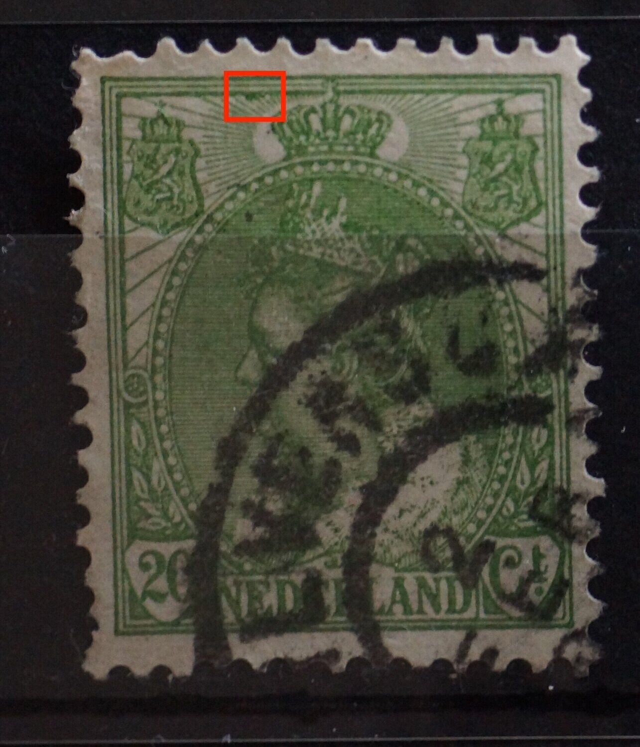 NVPH 68 - groene vlek links van kroon