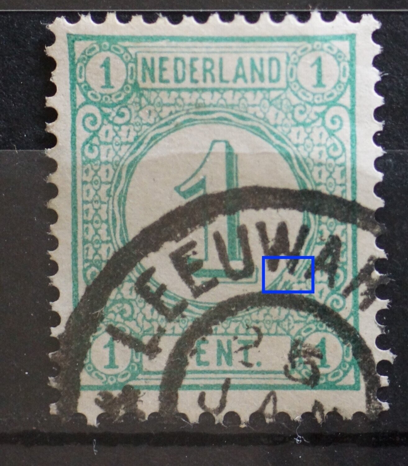 NVPH 31 - witte vlek in rand medaillon rechts
