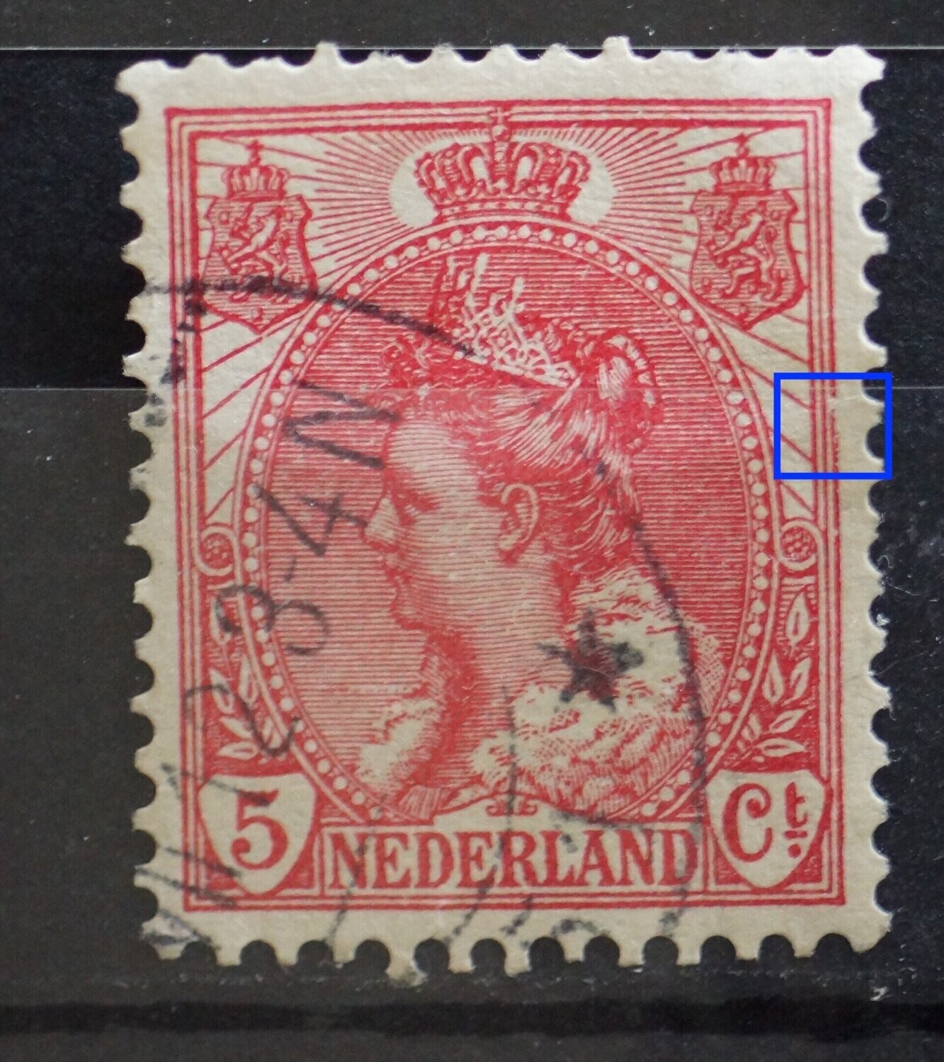 NVPH 60 - beschadigde kaderlijn rechts