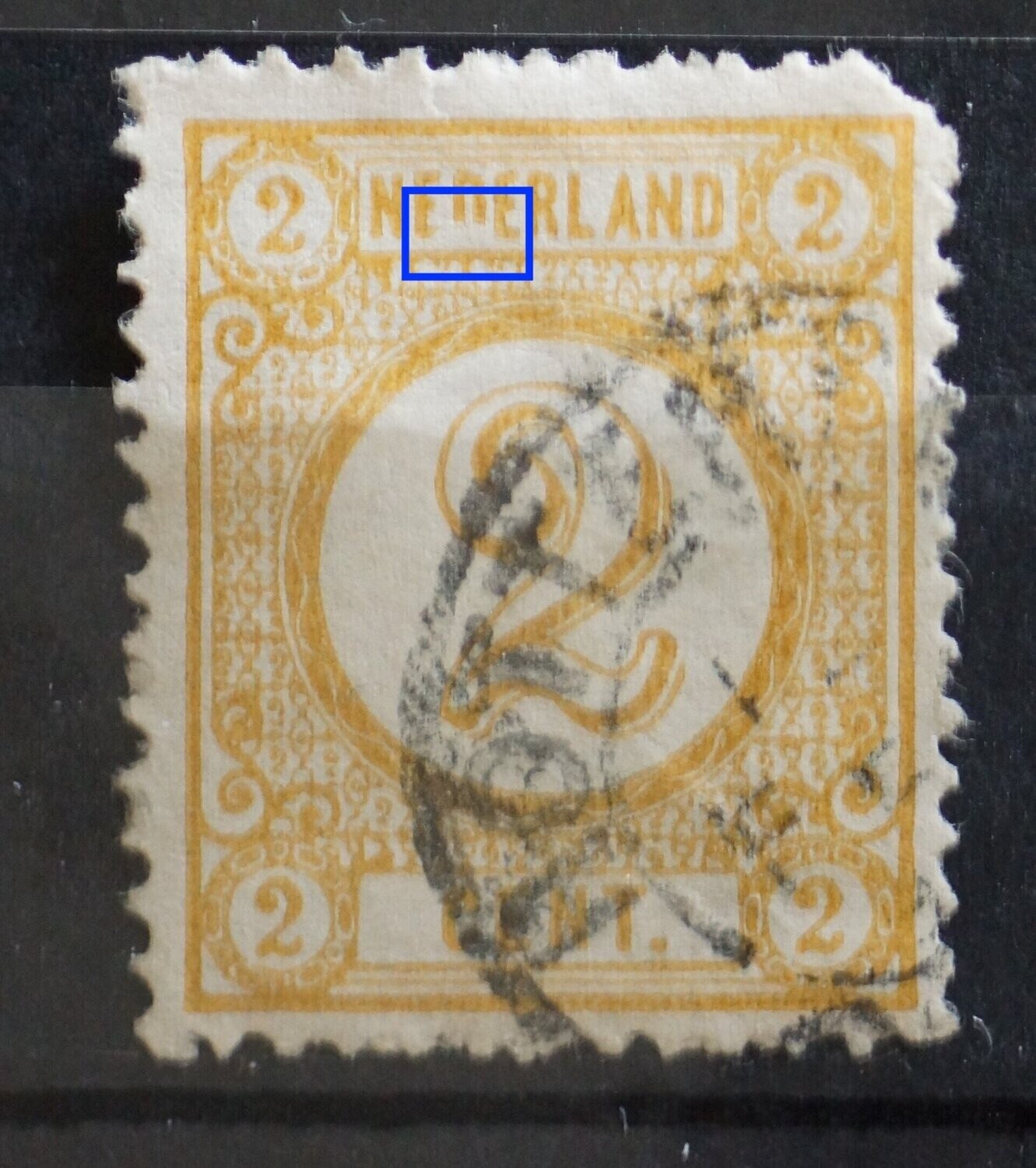 NVPH 32 (fraai) - witte vlek in eerste D van NEDERLAND