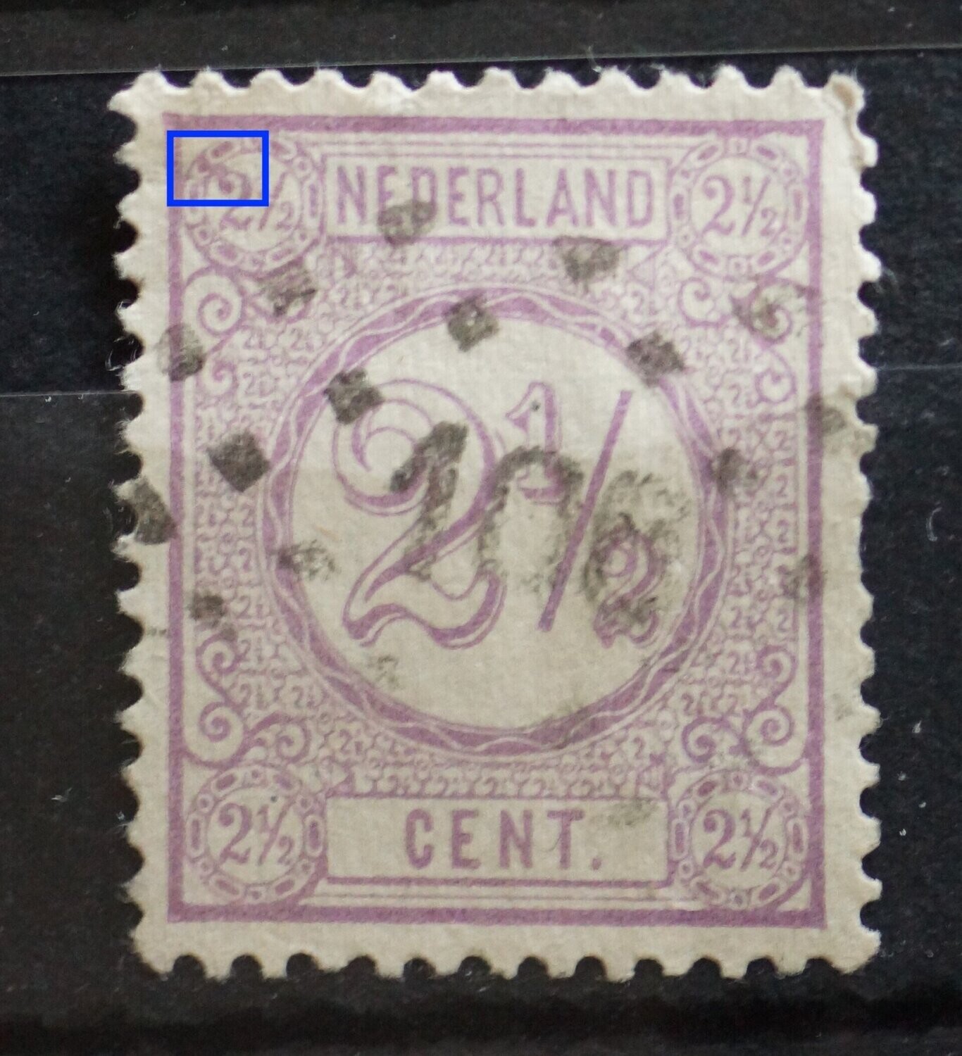 NVPH 33 - violette vlek aan de 2 in waardeschild linksboven