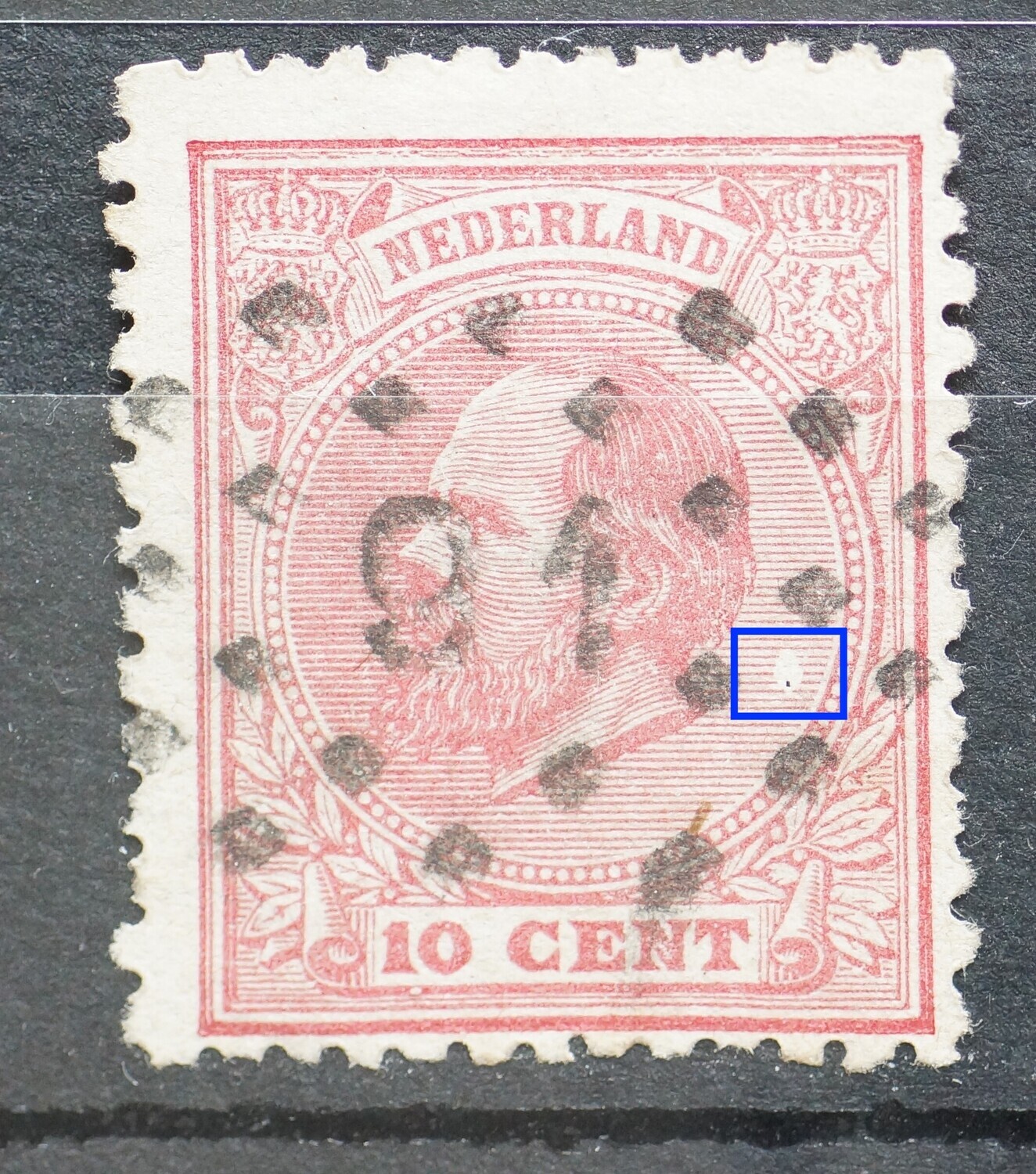 NVPH 21 - witte vlek in arcering rechts NVPH 21 - witte vlek in arcering rechts