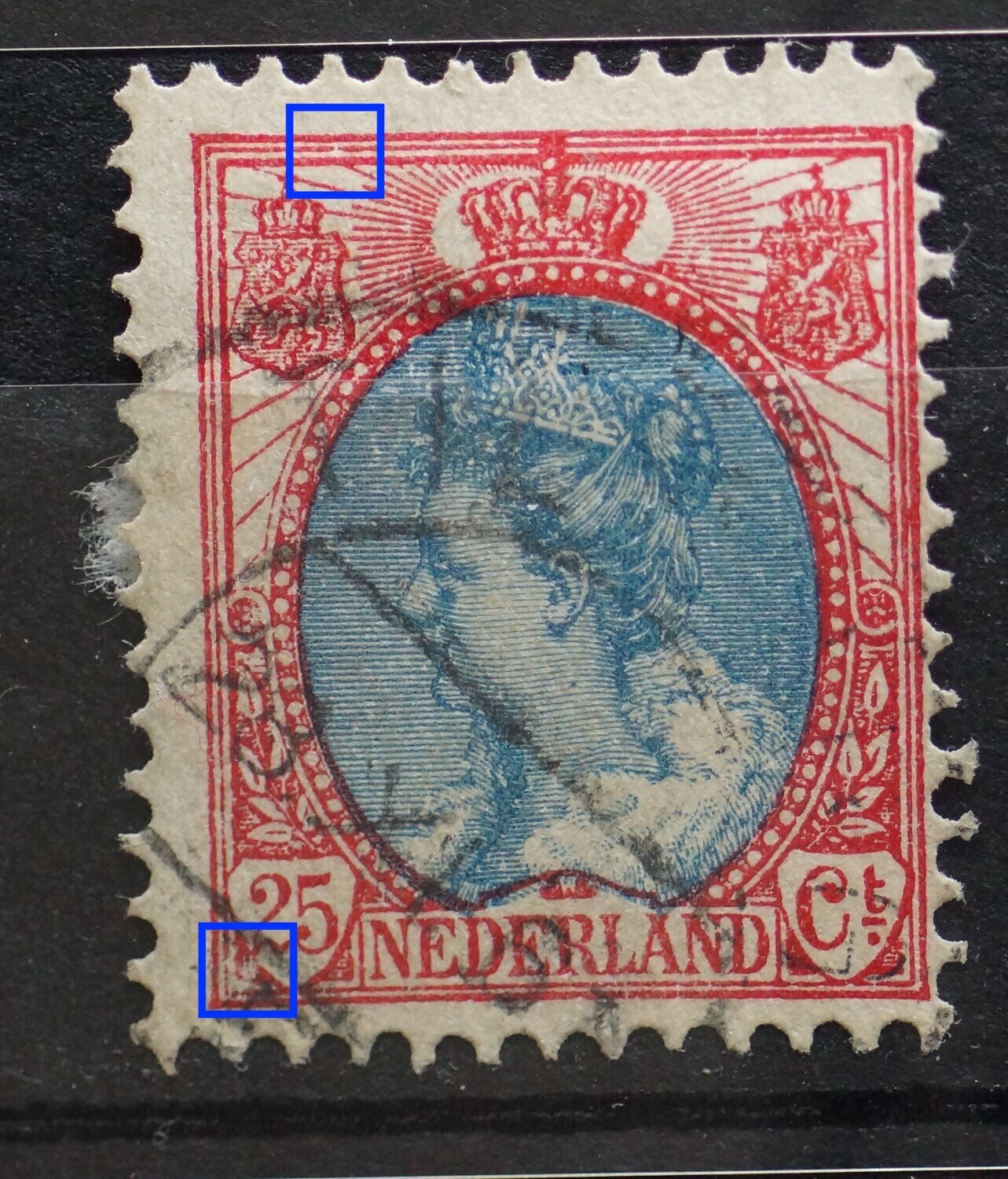 NVPH 71 - o.a. breuk in kaderlijn boven