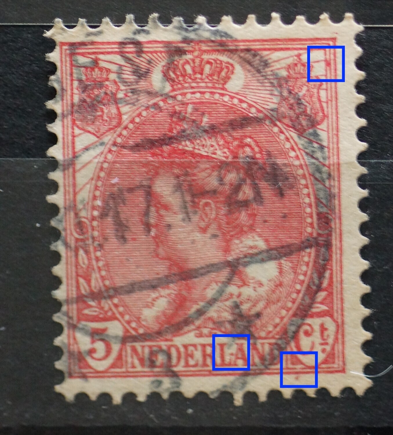 NVPH 60 - rode vlekken, o.a. bij LA van NEDERLAND