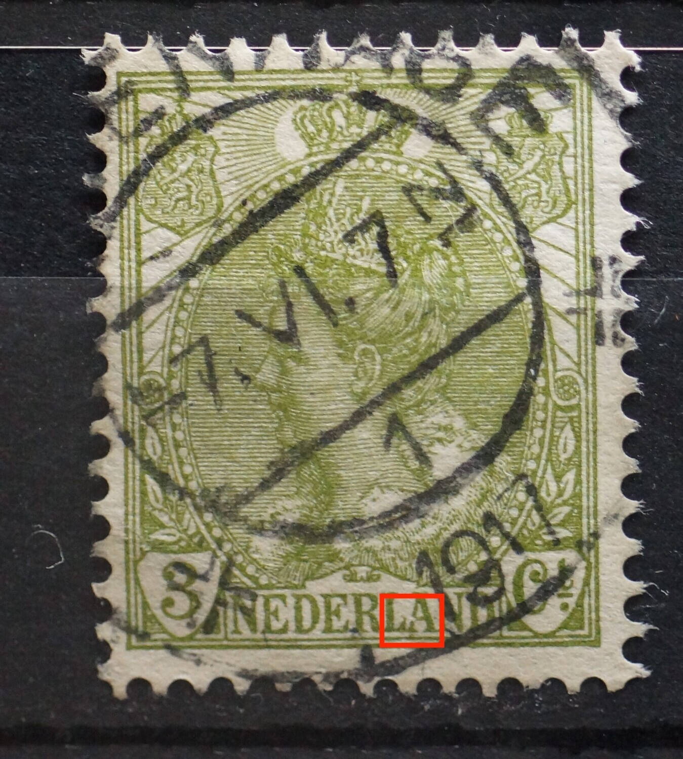 NVPH 57 - breuk in A van NEDERLAND NVPH 57 - breuk in A van NEDERLAND