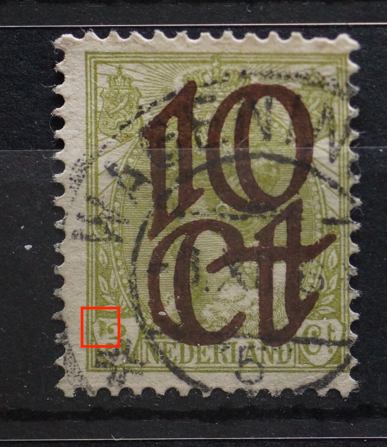 NVPH 116 - grote groene vlek voor de 3
