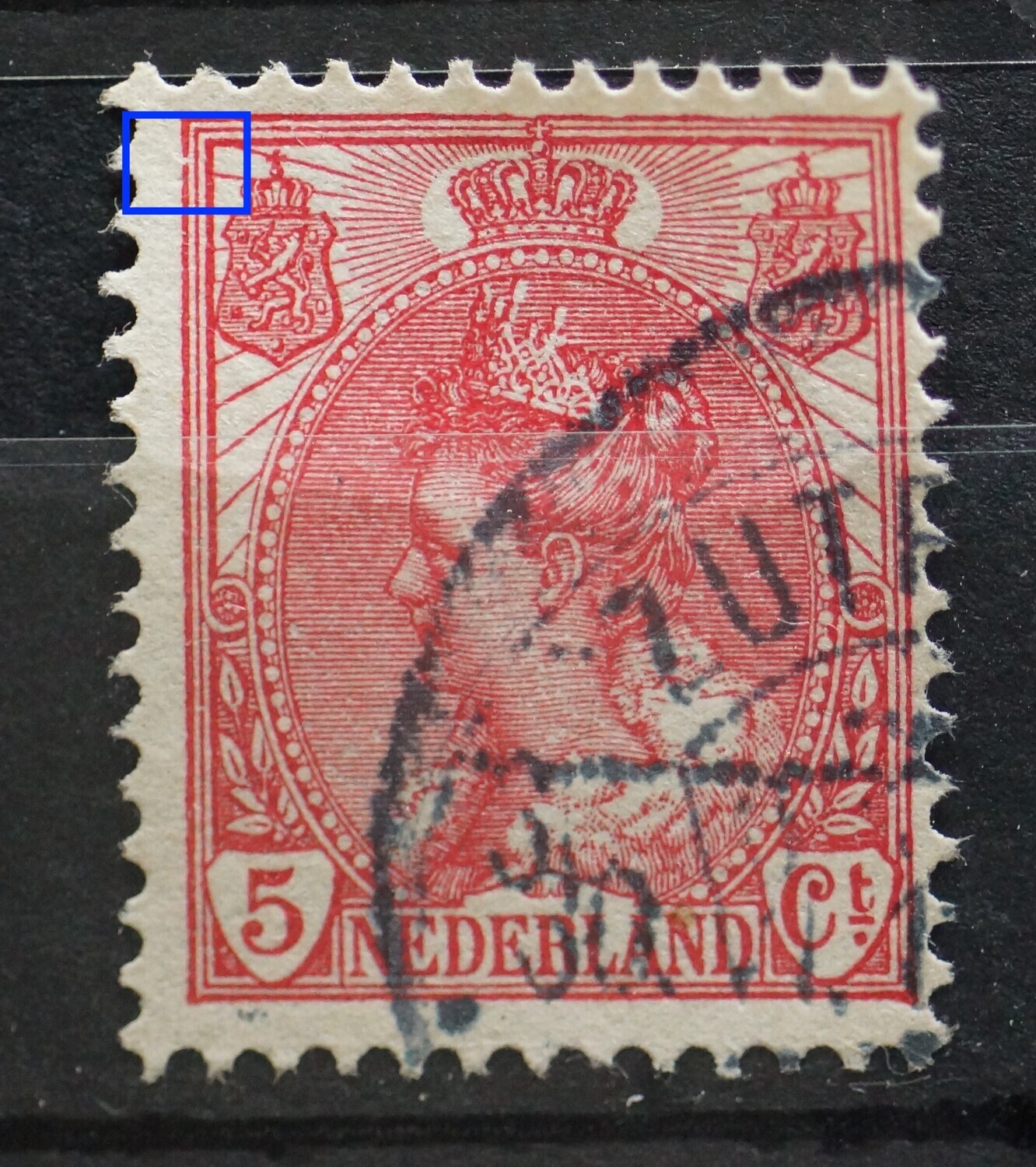 NVPH 60 - breuk in kaderlijn links, boven NVPH 60 - breuk in kaderlijn links, boven