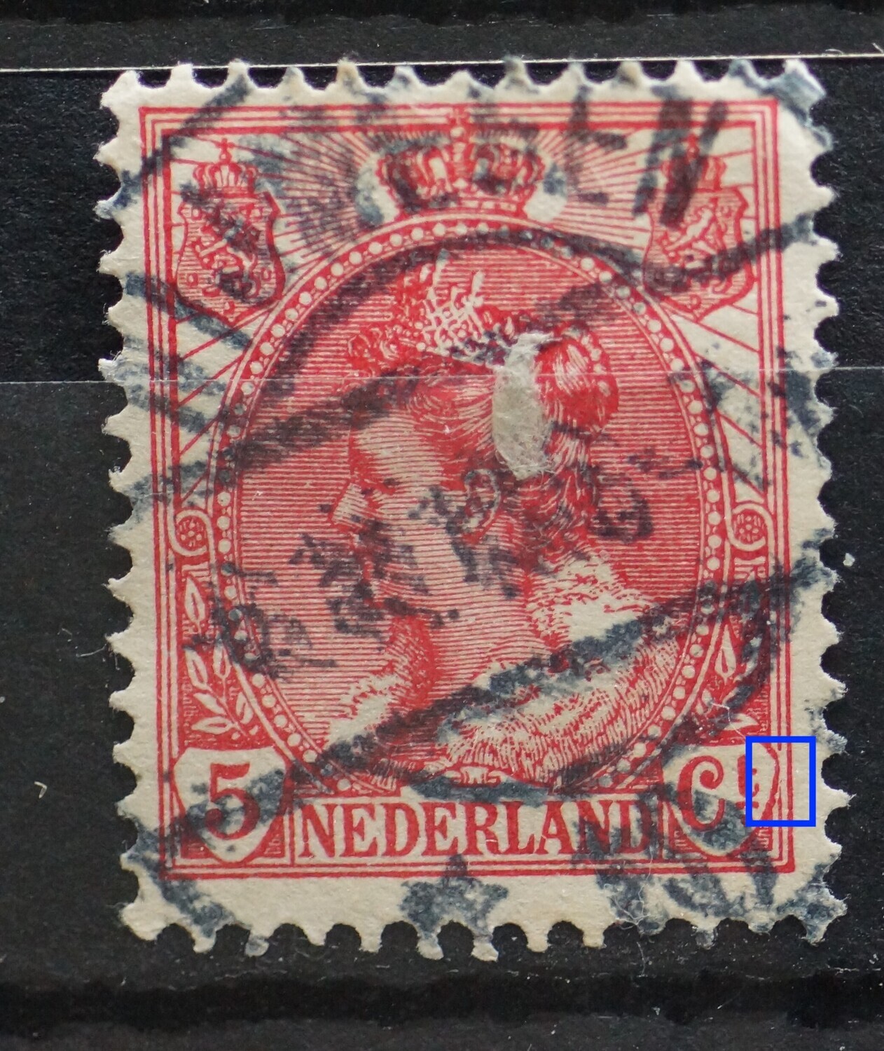 NVPH 60 - beschadigde kaderlijn naast Ct. NVPH 60 - beschadigde kaderlijn naast Ct.