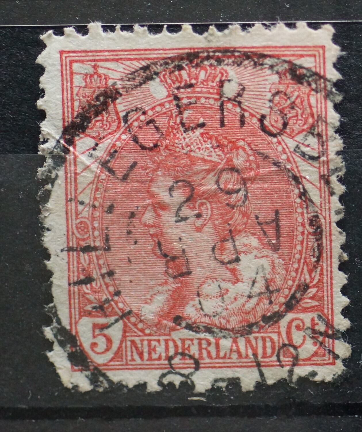 Stempelfout: kopstaande maand op NVPH 60 Stempelfout: kopstaande maand op NVPH 60