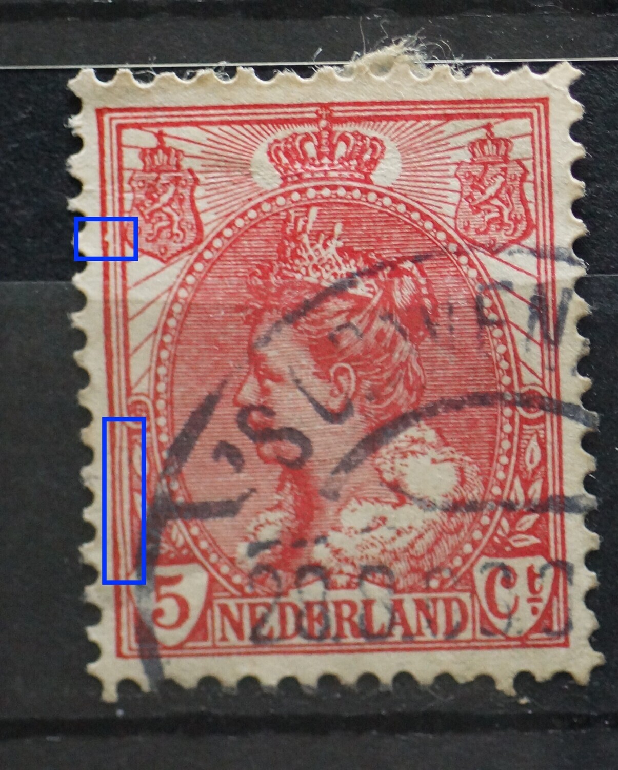 NVPH 60 - o.a. sterk gebogen kaderlijn links NVPH 60 - o.a. sterk gebogen kaderlijn links