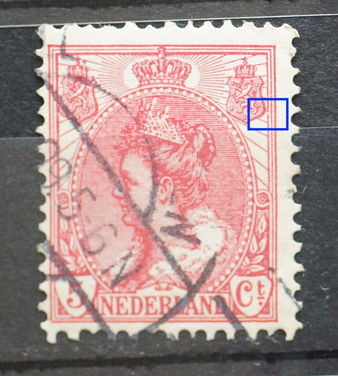 NVPH 60 - breukje in kaderlijn rechts