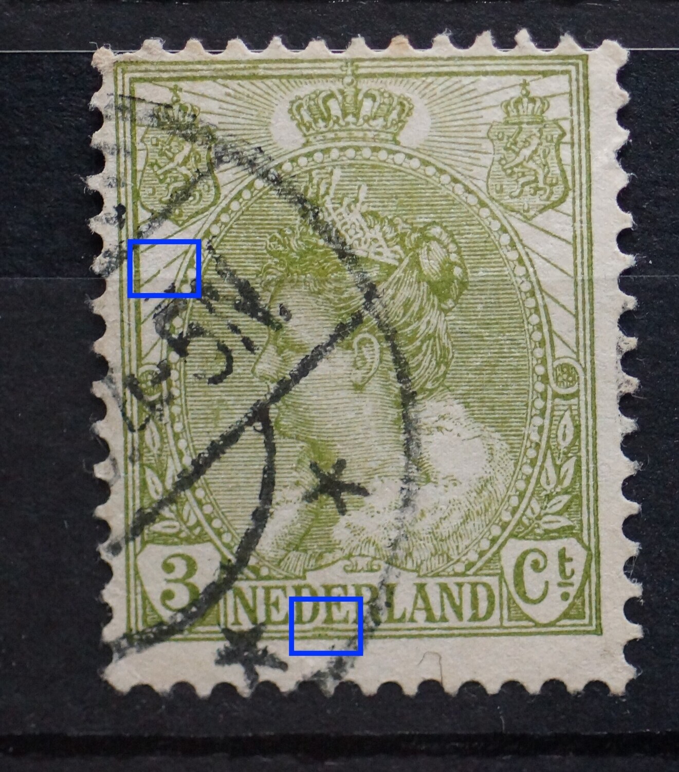 NVPH 57 - o.a. breuk in straal links