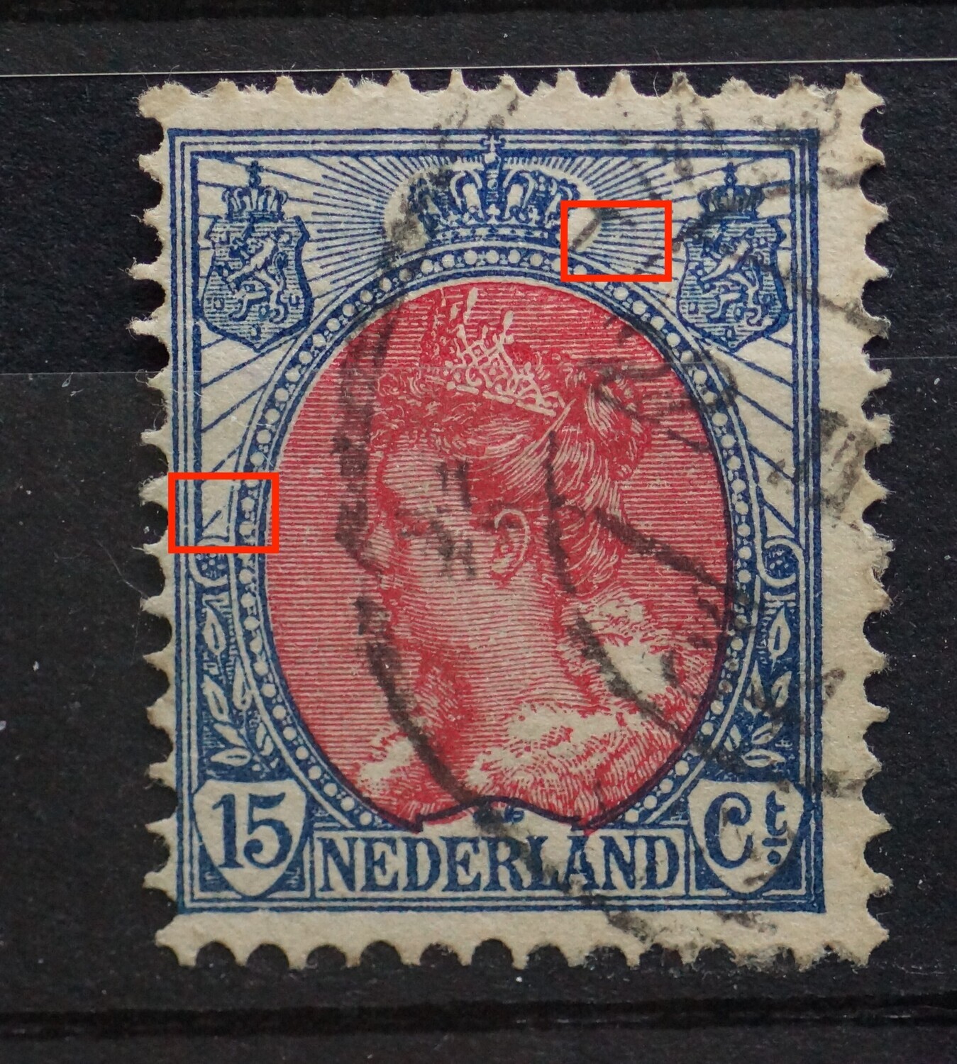 NVPH 65 - o.a. breuk in straal boven linker rozet