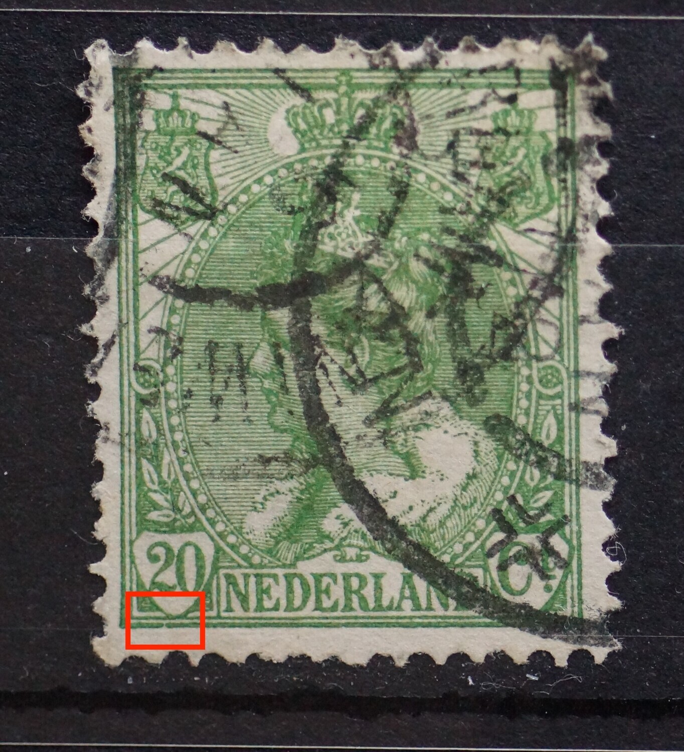 NVPH 68 - breukje in kaderlijn onder 20