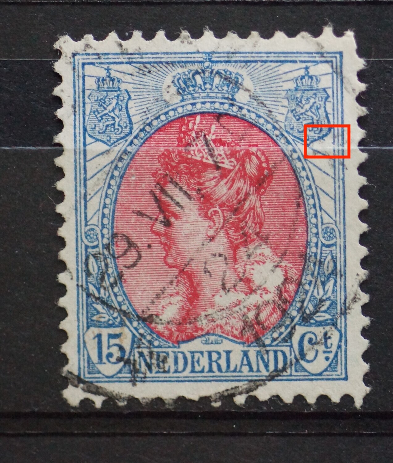NVPH 65 - breuk in straal rechts van rechter wapenschild