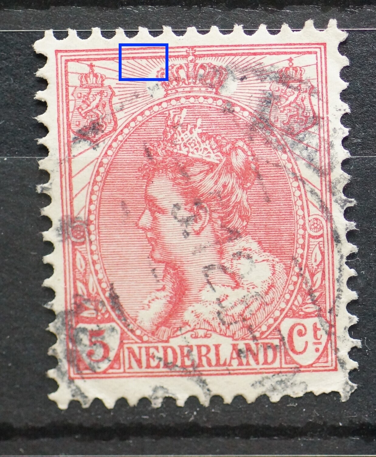 NVPH 60 - breuk in straal links van kroon NVPH 60 - breuk in straal links van kroon