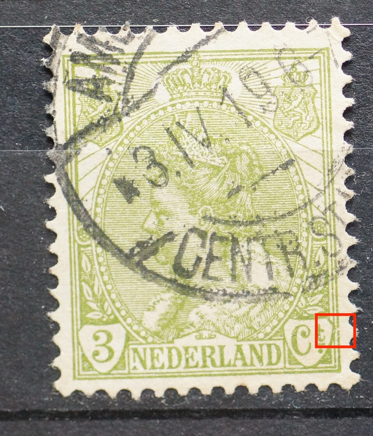 NVPH 57 - breuk in kaderlijnen rechts van Ct.