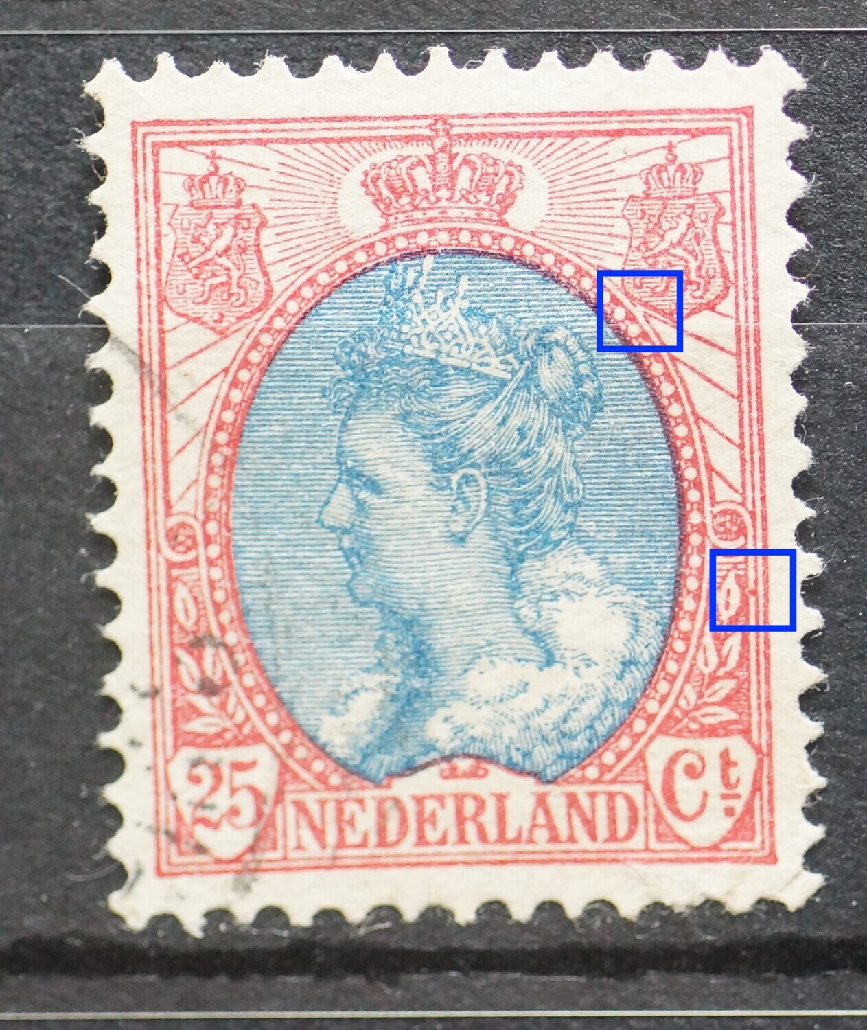 NVPH 71 - o.a. rode punt tussen kaderlijnen rechts