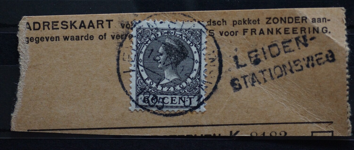 Leiden-Stationsweg 1 op NVPH 198, tevens hgelijkluidend kantoornamstempel