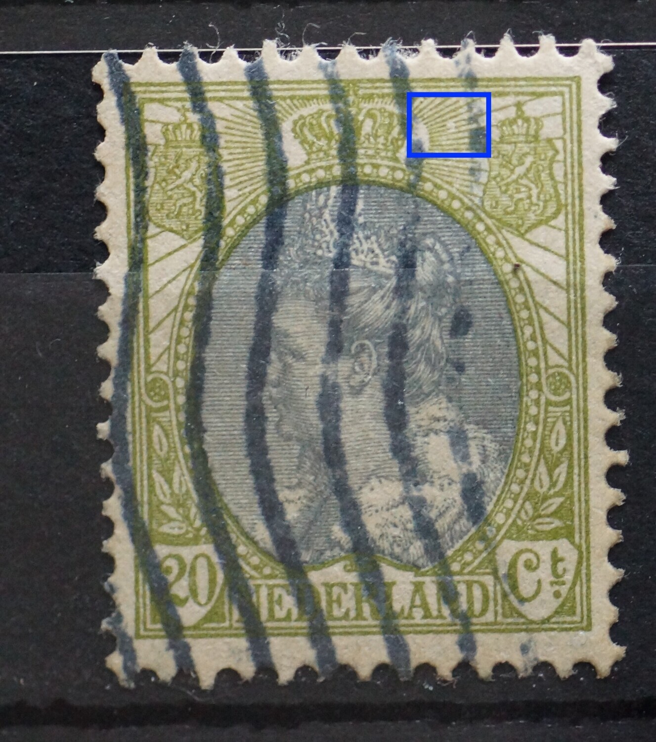NVPH 69 - breuk in stralen rechts van kroon