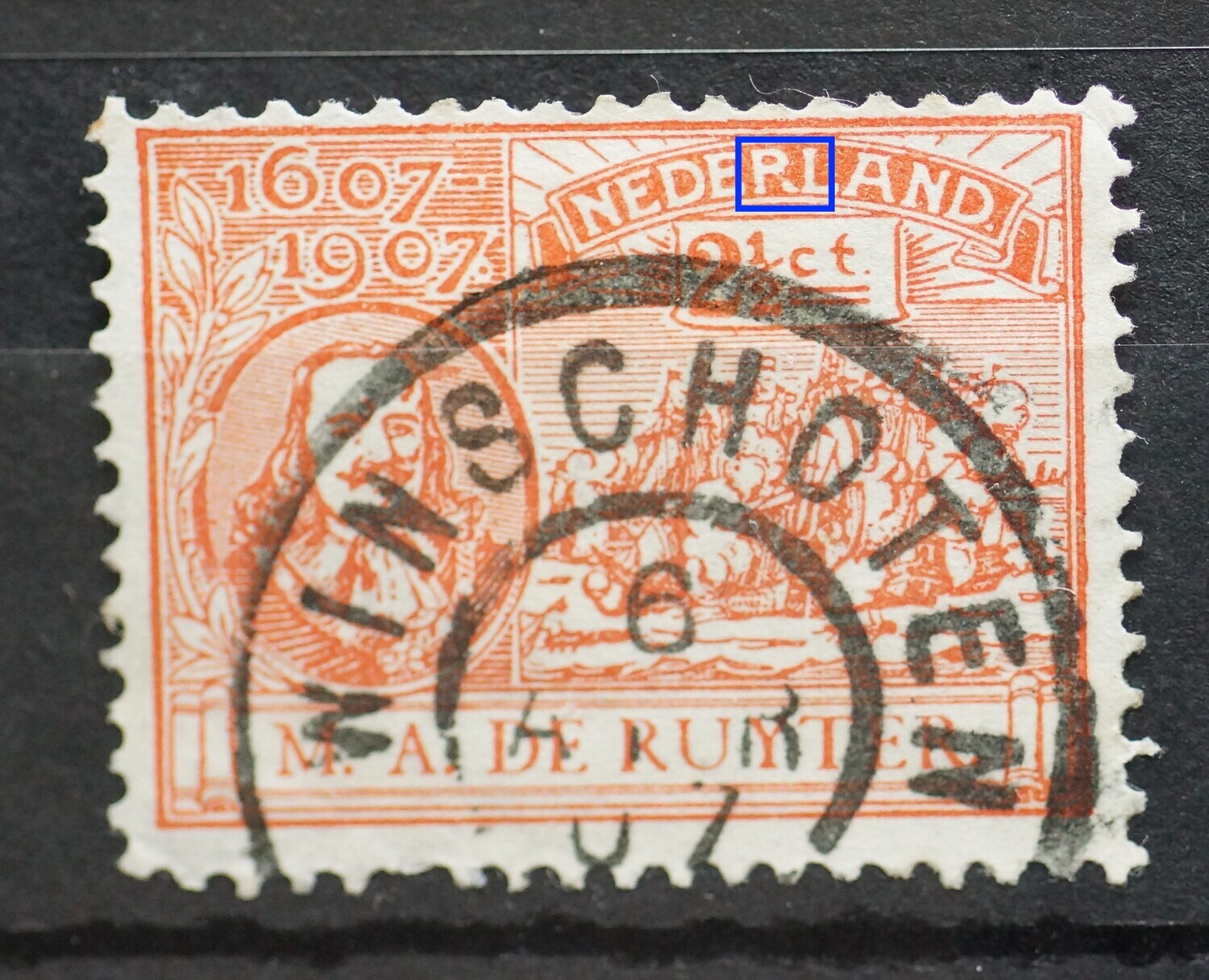 NVPH 89 - oranjerode vlek in de R van NEDERLAND NVPH 89 - oranjerode vlek in de R van NEDERLAND