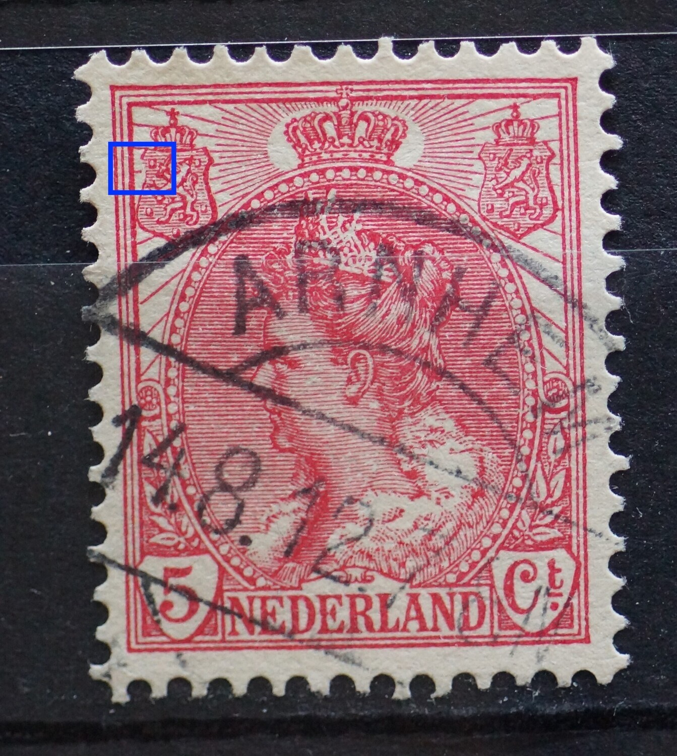 NVPH 60 - breukje in straal links van linker wapenschild