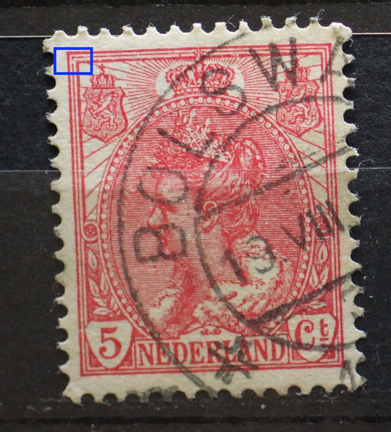 NVPH 60 - breuk in kaderlijn links, boven NVPH 60 - breuk in kaderlijn links, boven