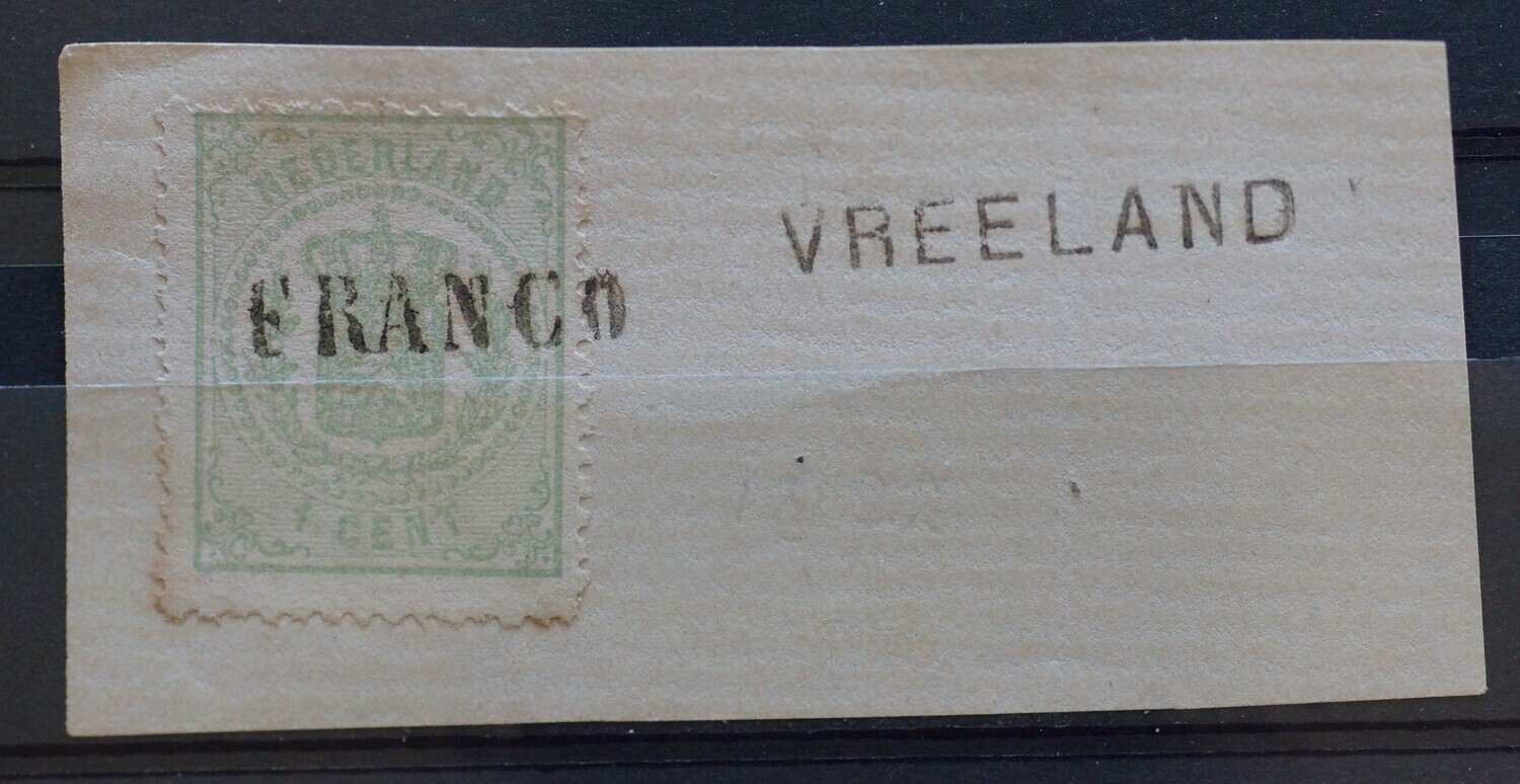 Franco zonder omlijsting op NVPH 15 en kantoornaamstempel Vreeland