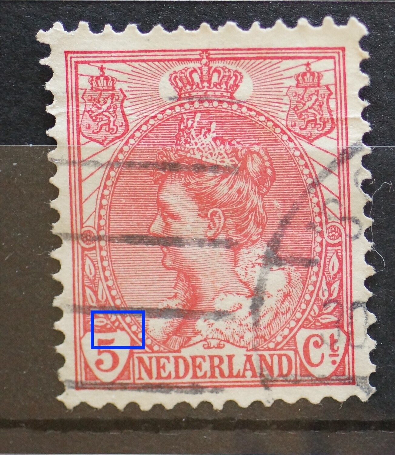 NVPH 60 - witte stip in bovenzijde waardeschild 5