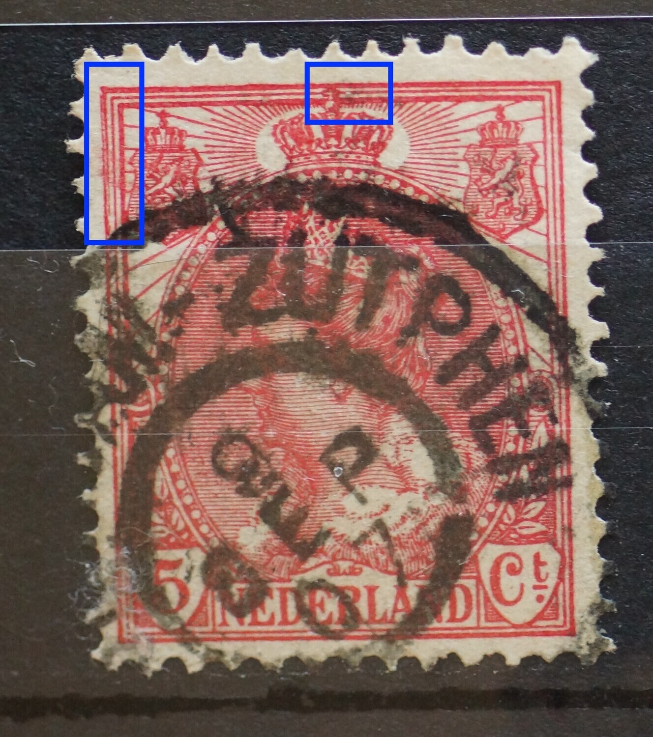 NVPH 60 - o.a. gespleten kaderlijn links (vrij kort ?)