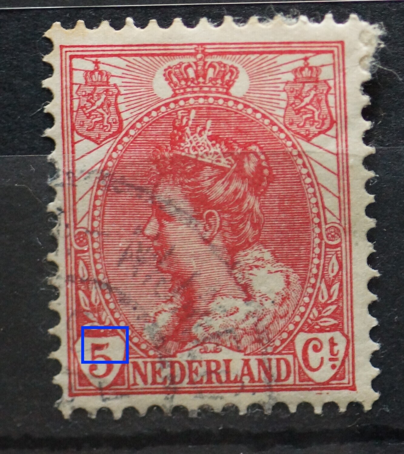 NVPH 60 - wit streepje in de vlag van e 5