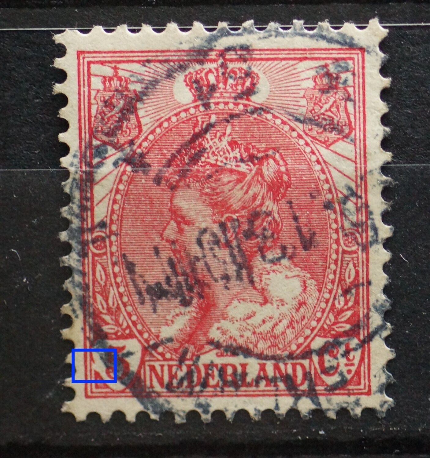 NVPH 60 - breuk in rand waardeschild 5 NVPH 60 - breuk in rand waardeschild 5