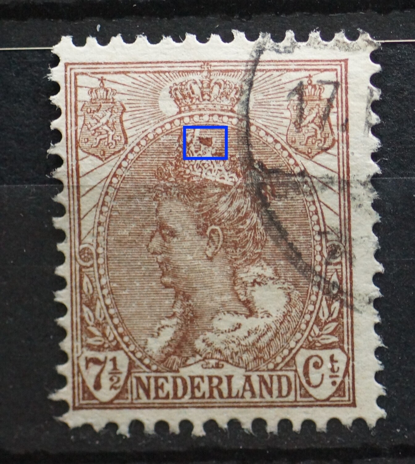 NVPH 61 - bruine vlek in kroon NVPH 61 - bruine vlek in kroon