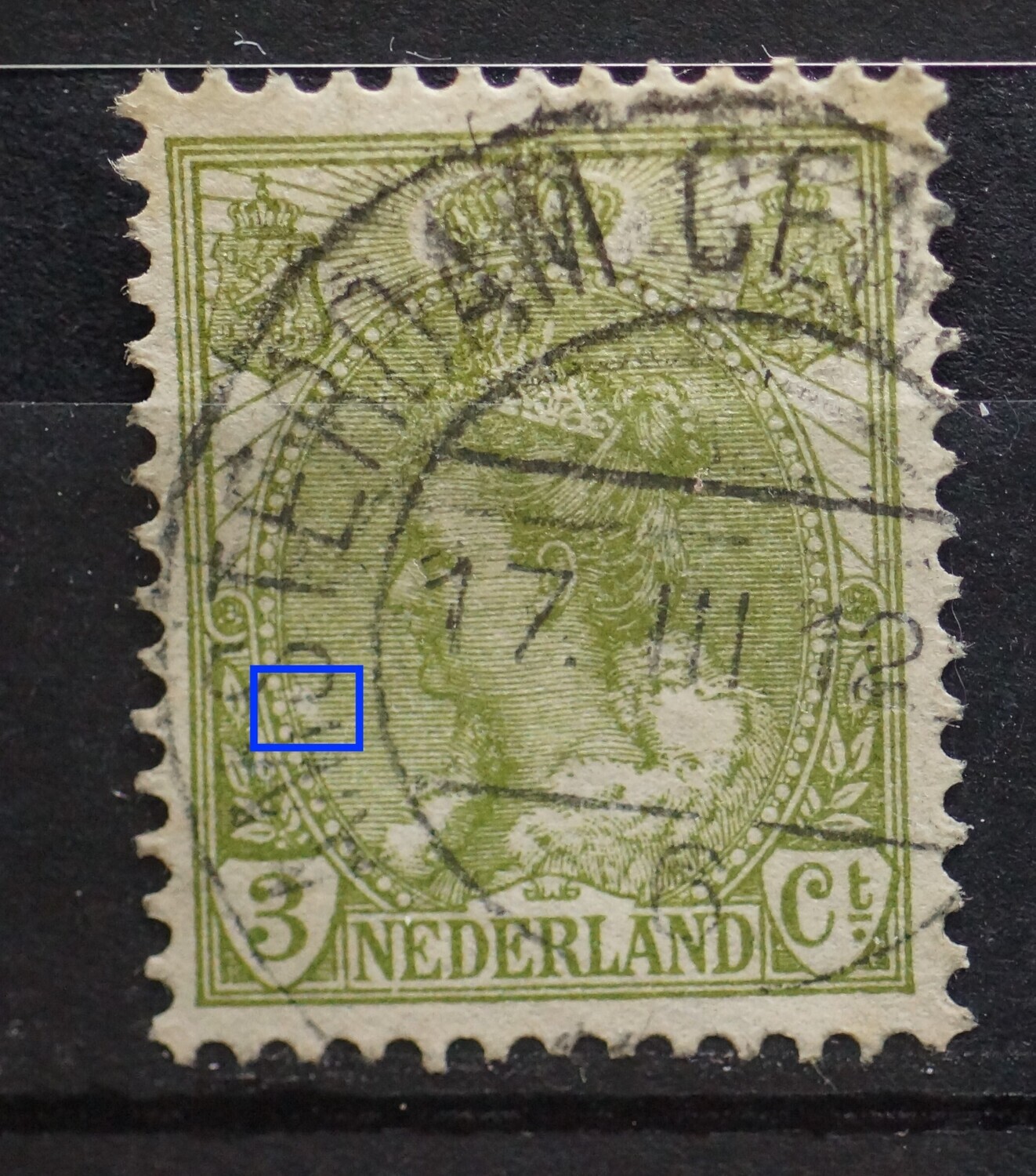 NVPH 57 - witte vlek in arcering links