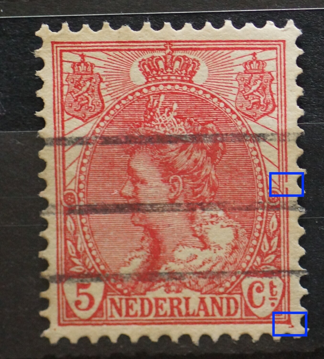NVPH 60 - o.a. breuk in kaderlijn