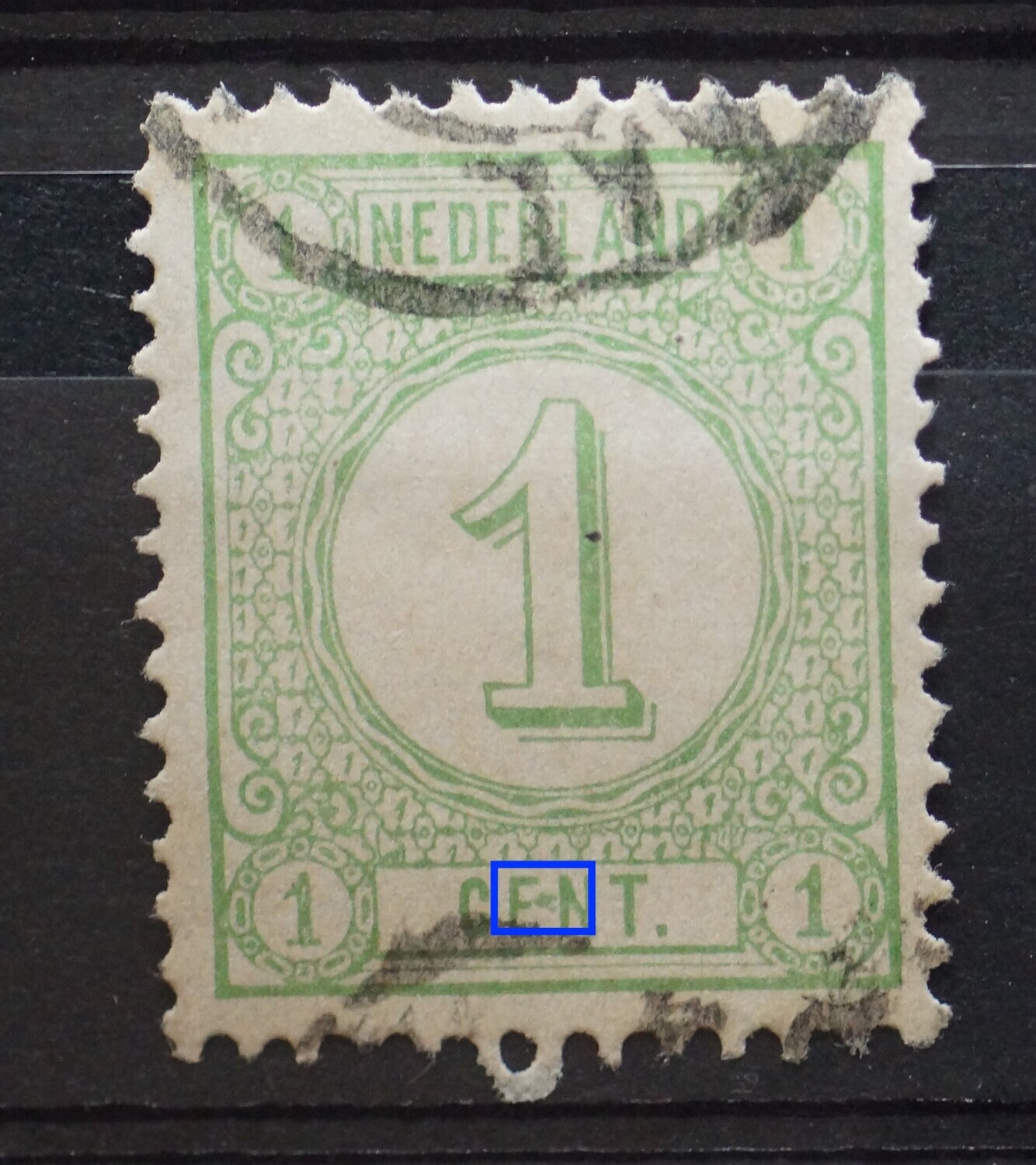 NVPH 31 - groene vlek tussen EN van CENT