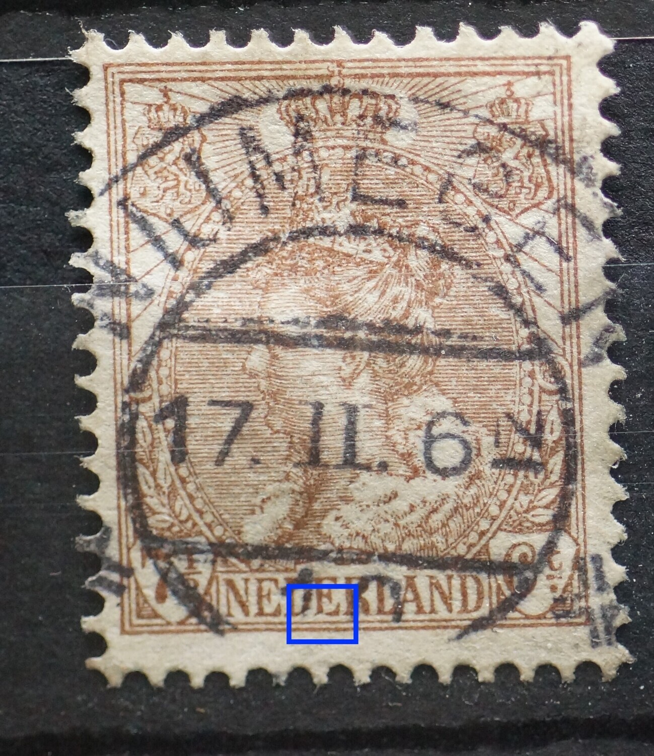 NVPH 61 - "hapje" uit e voet van de tweede E van NEDERLAND