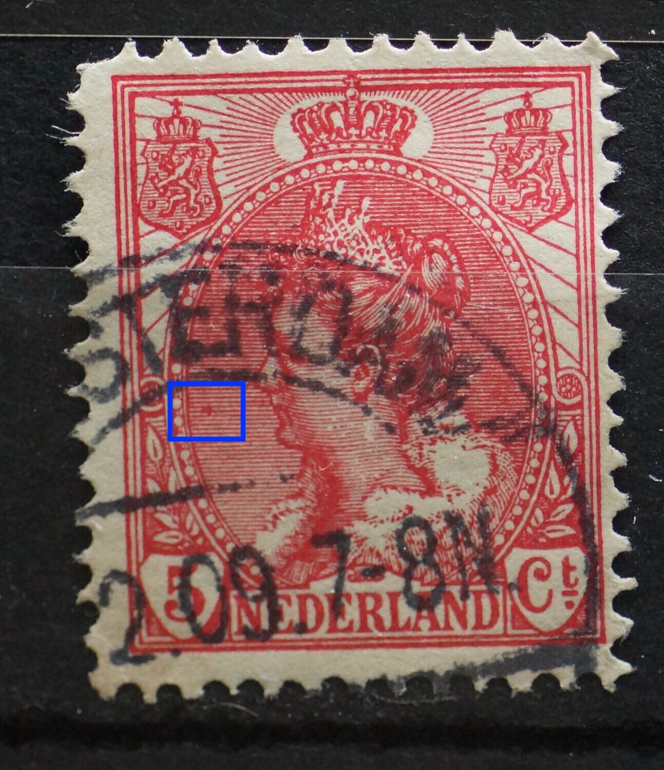 NVPH 60 - rode vlek in arcering links NVPH 60 - rode vlek in arcering links